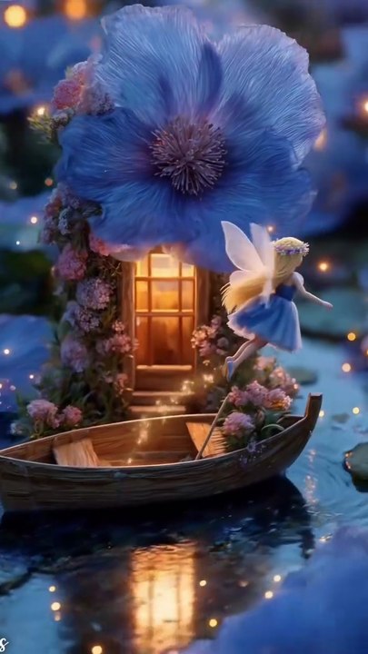 Tiny Blue Fairy Village ✨🦋 Magical Night Tea & Dreamy Fantasy World 💙🌙 AI Fairycore Video