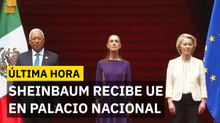 Sheinbaum recibe a comitiva de la UE en Palacio Nacional