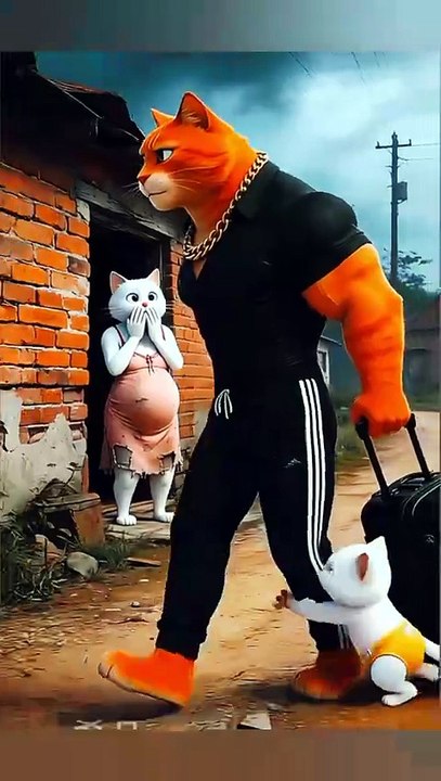 Cat leave the cat husband Alon with baby