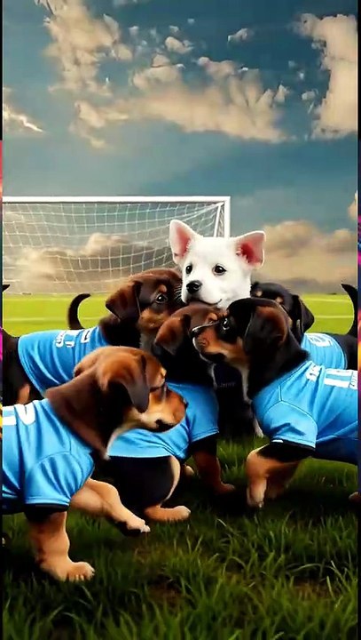 Dog playing soccer