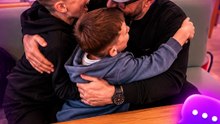 Children Spot Their Father Nearby and Rush Over for a Hug