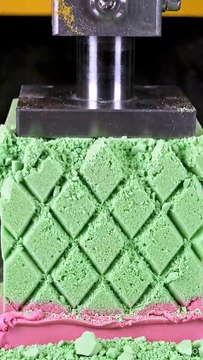 Hydraulic press crushing dry floral foam blocks... 😳💥