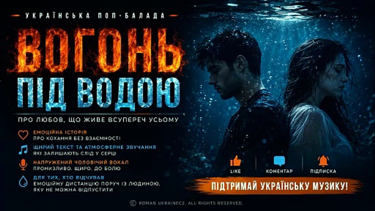 💔 Fire Under Water — Emotional Ukrainian Pop Ballad | Unrequited Love Song | Official Video