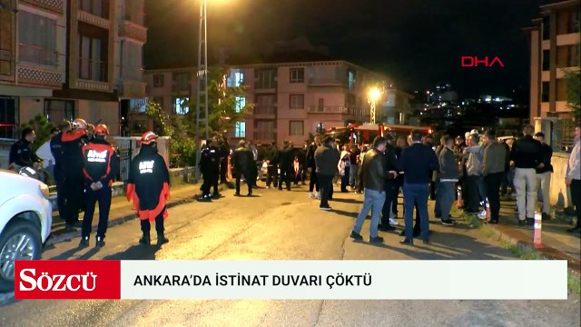 Ankara'da sağanak nedeniyle istinat duvarı çöktü