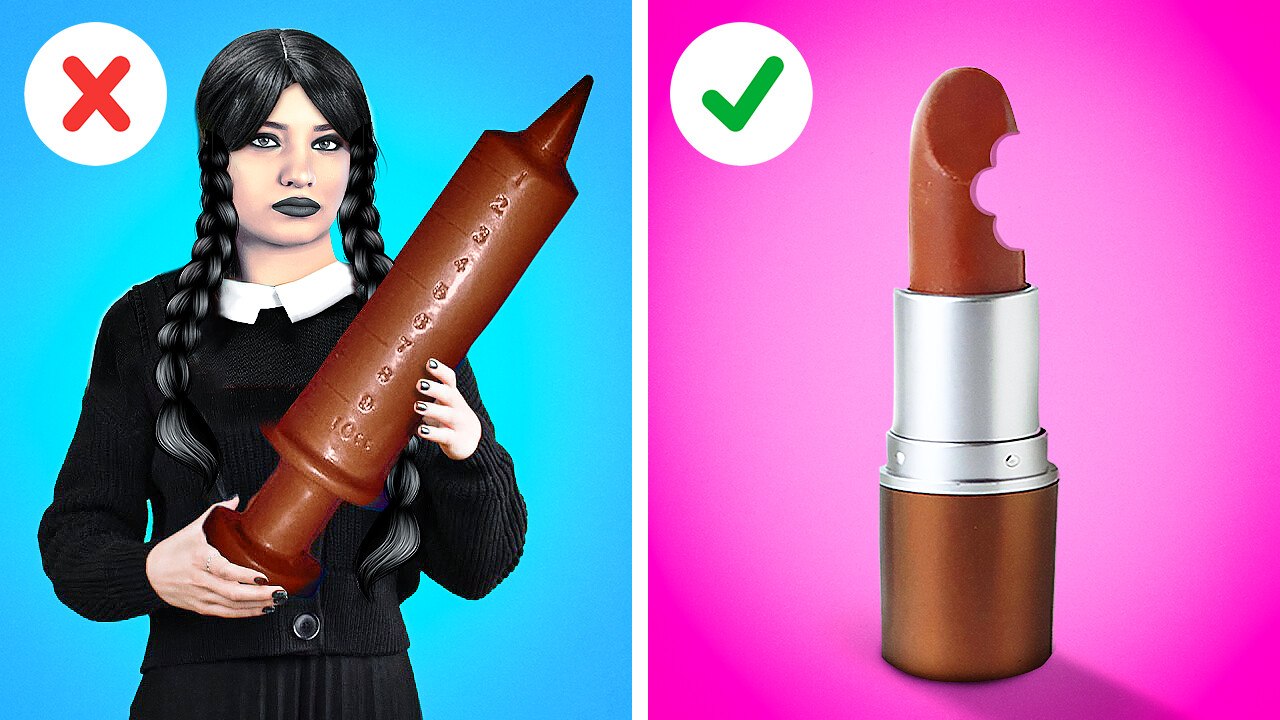Mercredi Addams cache des bonbons dans l'école || Idées avec de la nourriture par 123 GO Like !