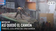 Camión de pasajeros iba pasando justo cuando se desploma barda en el Centro Histórico de CDMX