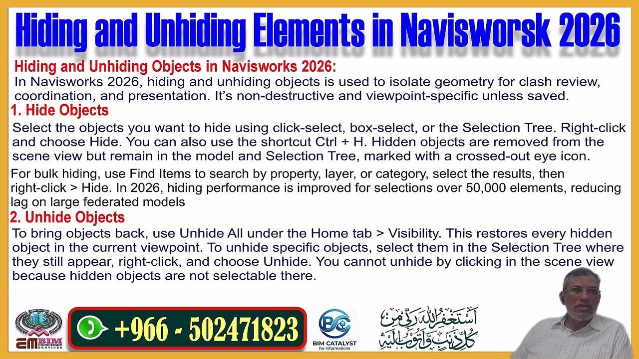 How to Hide and Unhide in Navisworks - Selection & Viewpoint Control