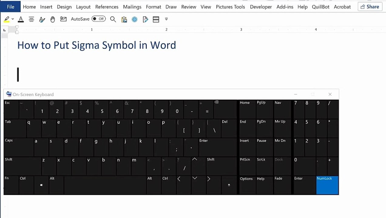 How to Insert Sigma Symbol in MS Word Keyboard Shortcut
