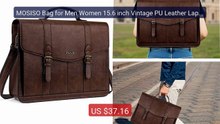 MOSISO Bag for Men Women 15.6 inch Vintage PU Leather Laptop Should... -- Top Rated 2026 | Buy Now!