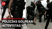 Policía de España recibe a activistas de flotilla Global Sumud con golpiza; detienen a cuatro