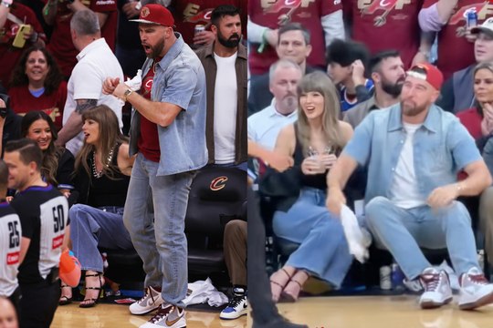 Taylor Swift can’t hide her look at Travis Kelce during viral Knicks vs Cavaliers moment