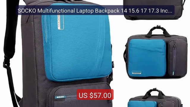 SOCKO Multifunctional Laptop Backpack 14 15.6 17 17.3 Inch Bri... Hot Deal 2026 | Limited Offer!