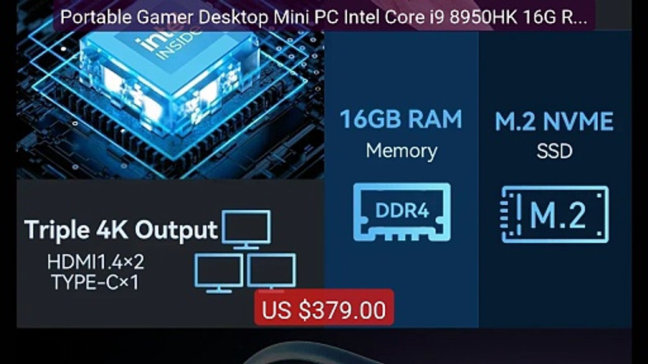 Portable Gamer Desktop Mini PC Intel Core i9 8950HK 16G RAM 1... -- Amazing Value 2026 | Must Have!