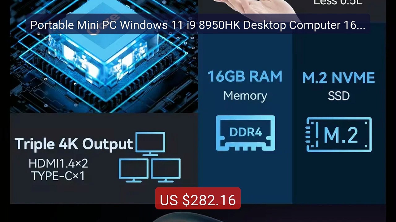 Portable Mini PC Windows 11 i9 8950HK Desktop Computer 16GB L... -- Amazing Value 2026 | Must Have!
