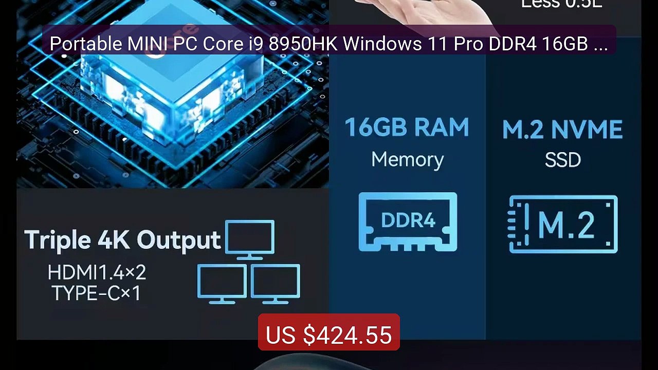 Portable MINI PC Core i9 8950HK Windows 11 Pro DDR4 16GB SSD 1... -- Best Buy 2026 | Great Quality!