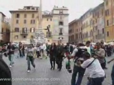 Tom Hanks on the set of Angels & Demons