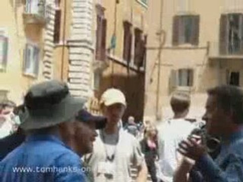 Tom Hanks on the set of Angels & Demons