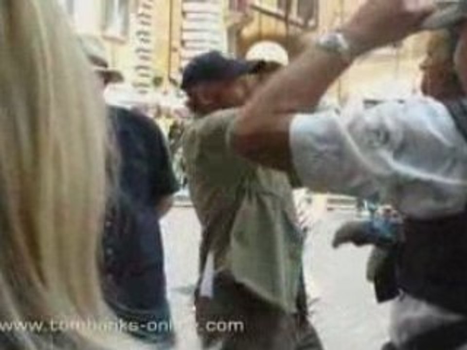 Tom Hanks on the set of "Angels & Demons"