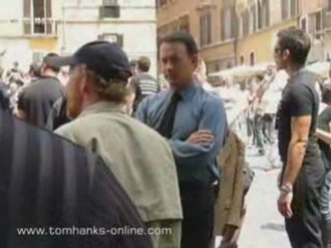 Tom Hanks on the set of Angels & Demons