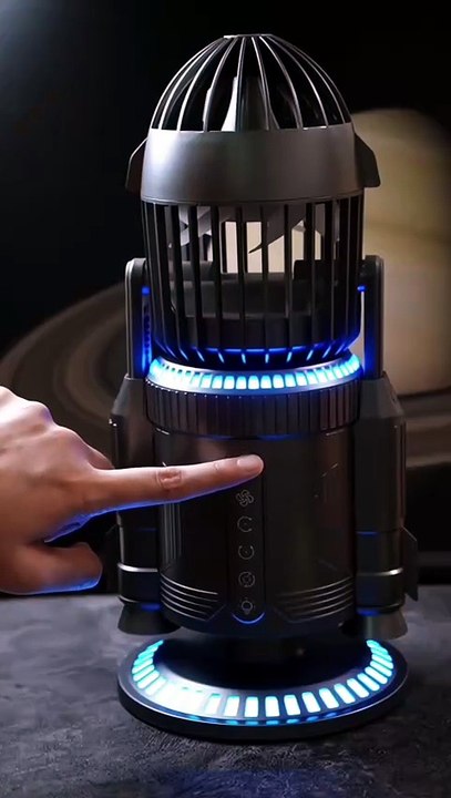 Rocket Shape Air Cooler with Mist Spray RGB Desk Fan Dual Fan Quiet Office Fan