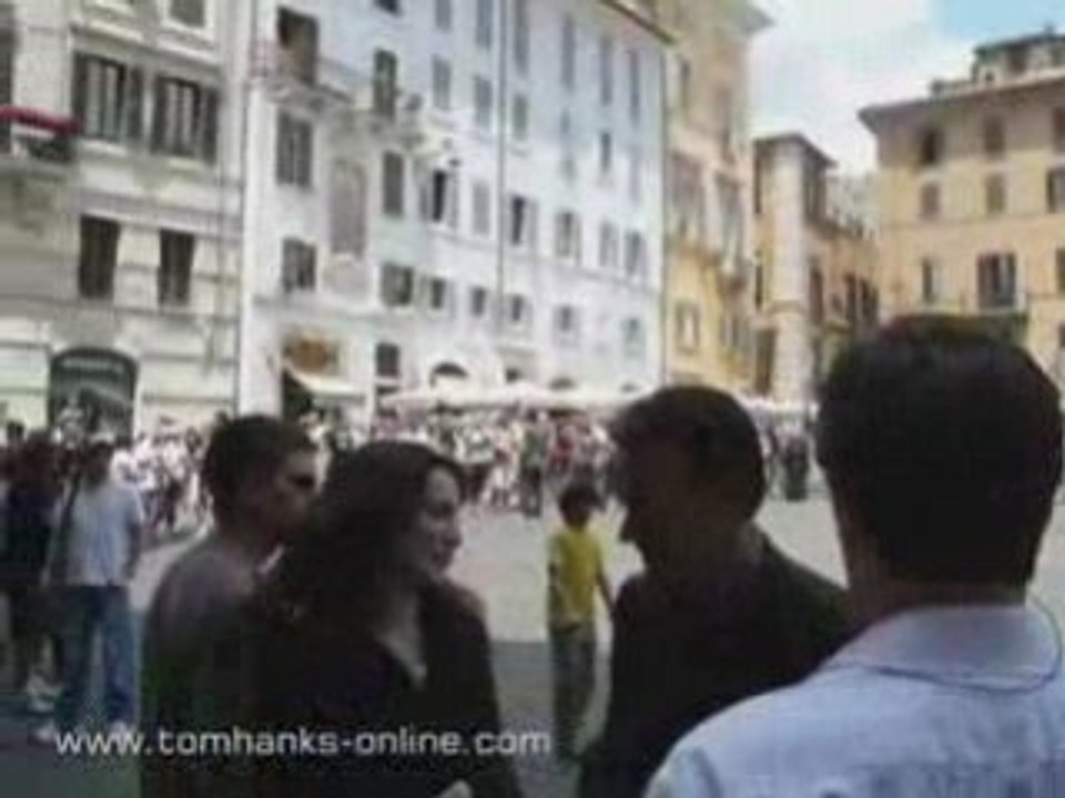 Tom Hanks on the set of "Angels & Demons"