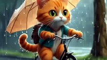 Cat Riding a Bike in the Rain 🌧🚲☀️😻