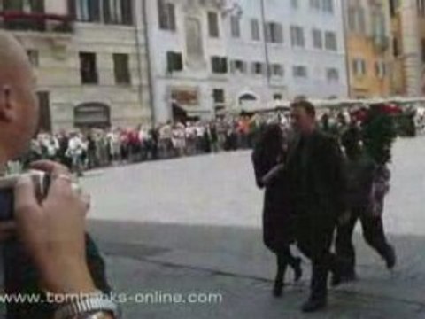 Tom Hanks on the set of Angels & Demons