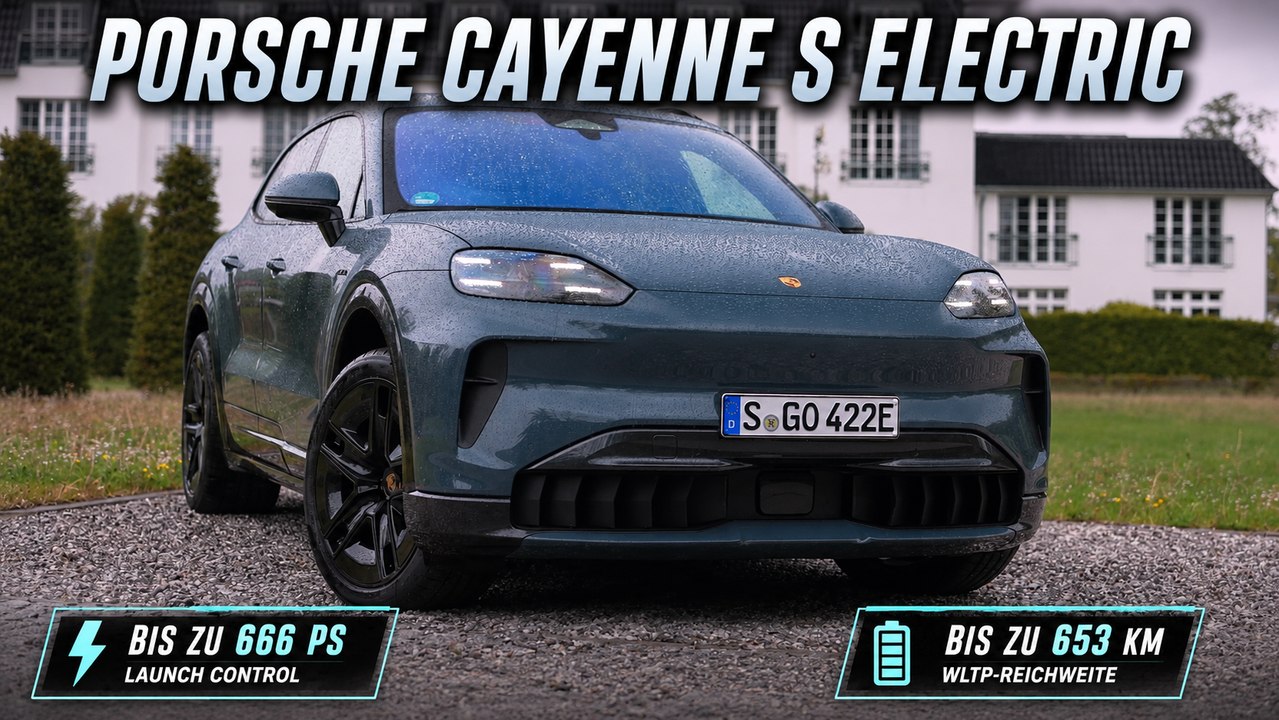 Neuer Porsche Cayenne S Electric SUV Pale Blue Metallic gezeigt