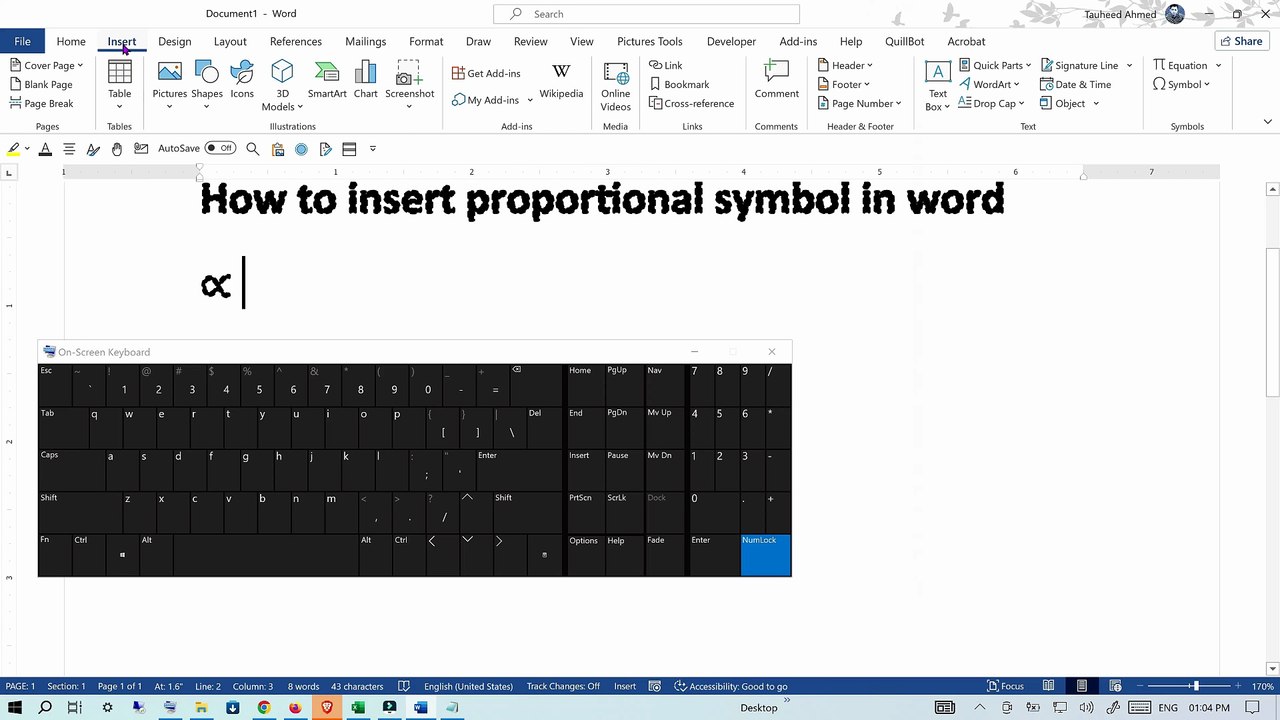 How to Type Proportional Symbol in Microsoft Word