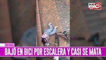 Doloroso final: bajaba en bici por las escaleras y mirá cómo terminó