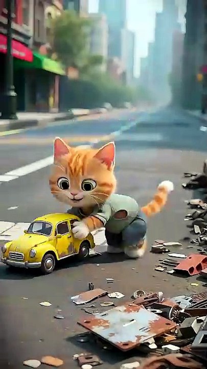 Shocking! The poor kitten has the Transformer Bumblebee! #shorts #cat #ai #story #kitten
