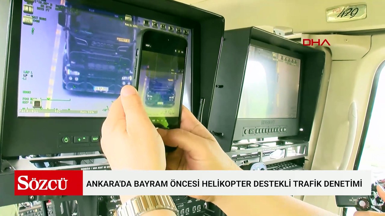 Ankara'da bayram öncesi helikopter destekli trafik denetimi