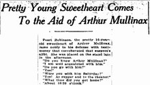 Thursday, May 1, 1913 Young Woman Steps Forward to Defend Her Sweetheart, Arthur Mullinax