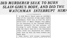 Thursday, May 1, 1913 Was the Killer Attempting to Burn the Body When the Night Watchman Interrupted Him?