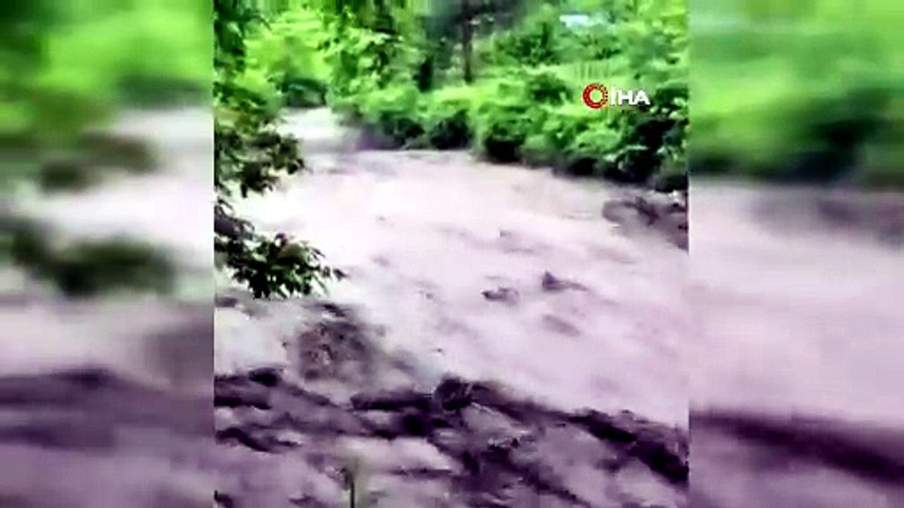 Sağanak yağış yüzünden bir dere daha taştı! Halk panik içinde...