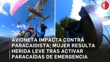 Avioneta impacta contra paracaidista; mujer resulta herida leve tras activar paracaídas de emergencia