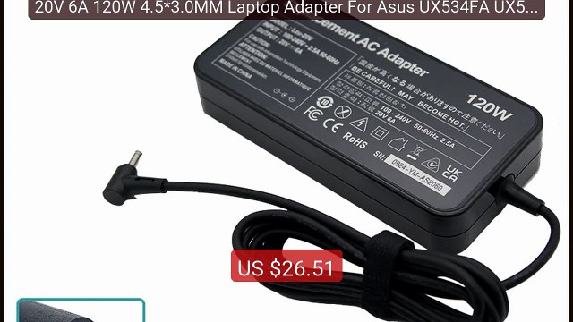 20V 6A 120W 4.5*3.0MM Laptop Adapter For Asus UX534FA UX534FT ... Hot Deal 2026 | Limited Offer!