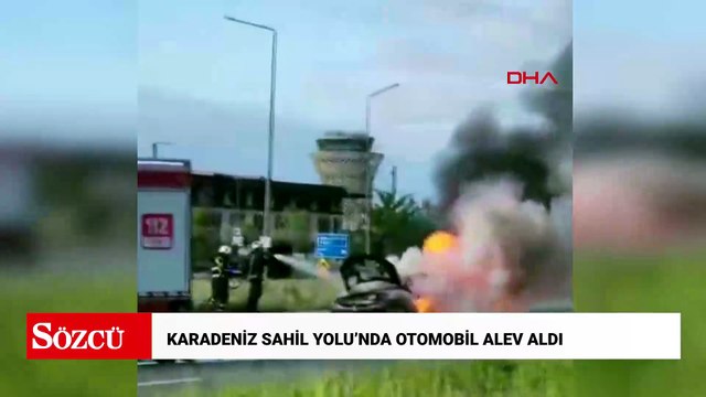Karadeniz Sahil Yolu’nda otomobil alev aldı