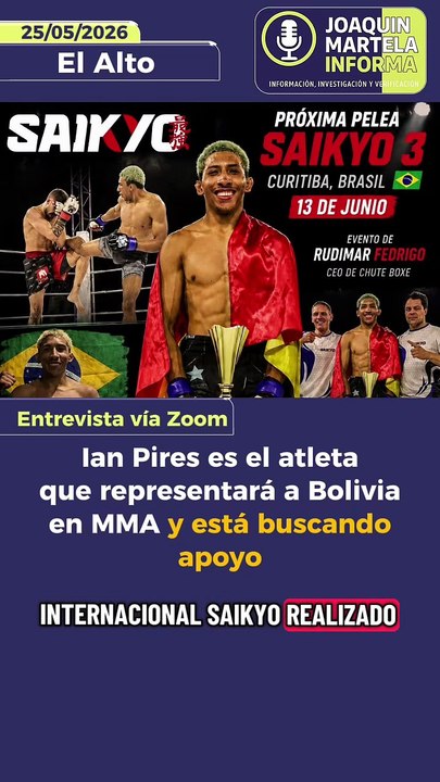 Ian Pires es el atleta que representará a Bolivia en MMA y está buscando apoyo