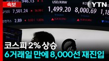 [속보] 코스피 2% 상승...6거래일 만에 8,000선 재진입 / YTN