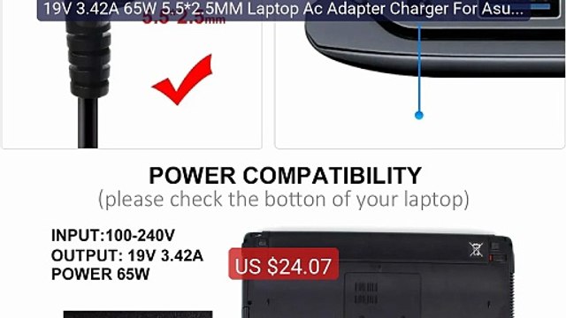 19V 3.42A 65W 5.5*2.5MM Laptop Ac Adapter Charger For Asus X45... Best Buy 2026 | Great Quality!