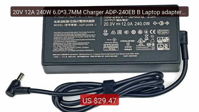 20V 12A 240W 6.0*3.7MM Charger ADP-240EB B Laptop adapter F... Top Pick 2026 | Unbeatable Price!