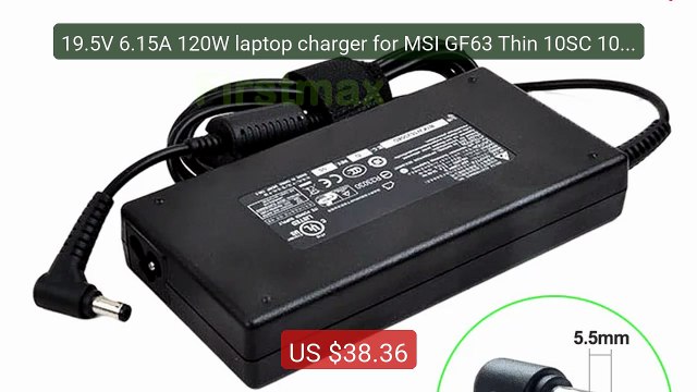 19.5V 6.15A 120W laptop charger for MSI GF63 Thin 10SC 10SCS 1... Hot Deal 2026 | Limited Offer!