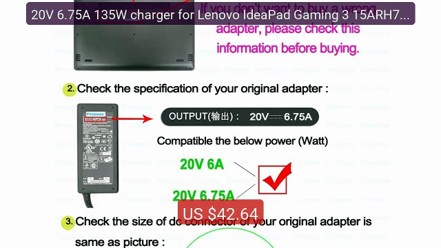 20V 6.75A 135W charger for Lenovo IdeaPad Gaming 3 15ARH7 16A... Amazing Value 2026 | Must Have!