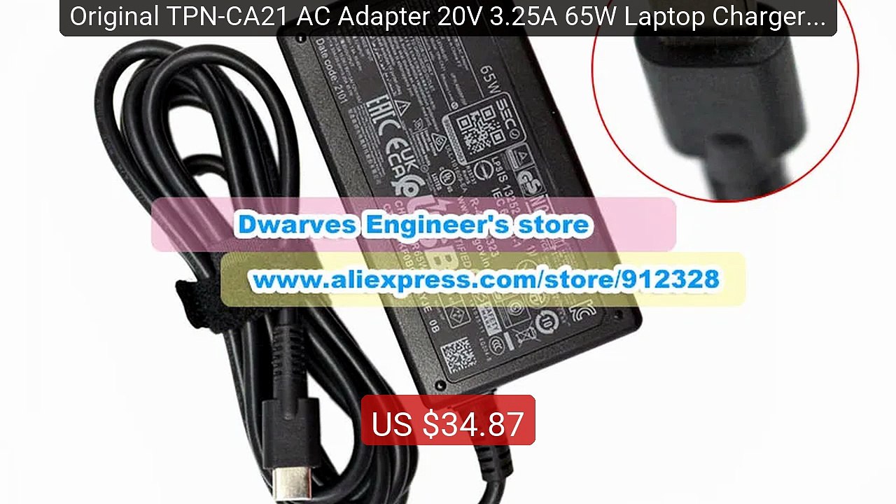 Original TPN-CA21 AC Adapter 20V 3.25A 65W Laptop Charger for... -- Amazing Value 2026 | Must Have!