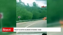 Tokat’ta seyir halindeki otomobil yandı