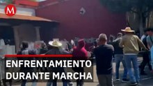 Comuneros se enfrentan con policías durante protesta en Morelia