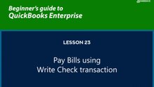 23 - Pay Bills using Write Check transaction