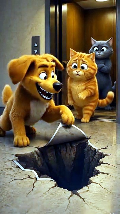 Fake Elevator Floor Prank Chaos 😂 Funny Animated Cats