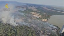Las imágenes del incendio en el paraje de Marismillas, dentro del Parque Nacional de Doñana